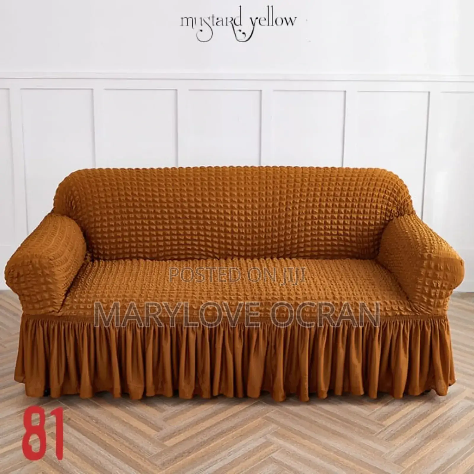 Mustard Yellow Bubbles Skirt Sofa Covers (Set)