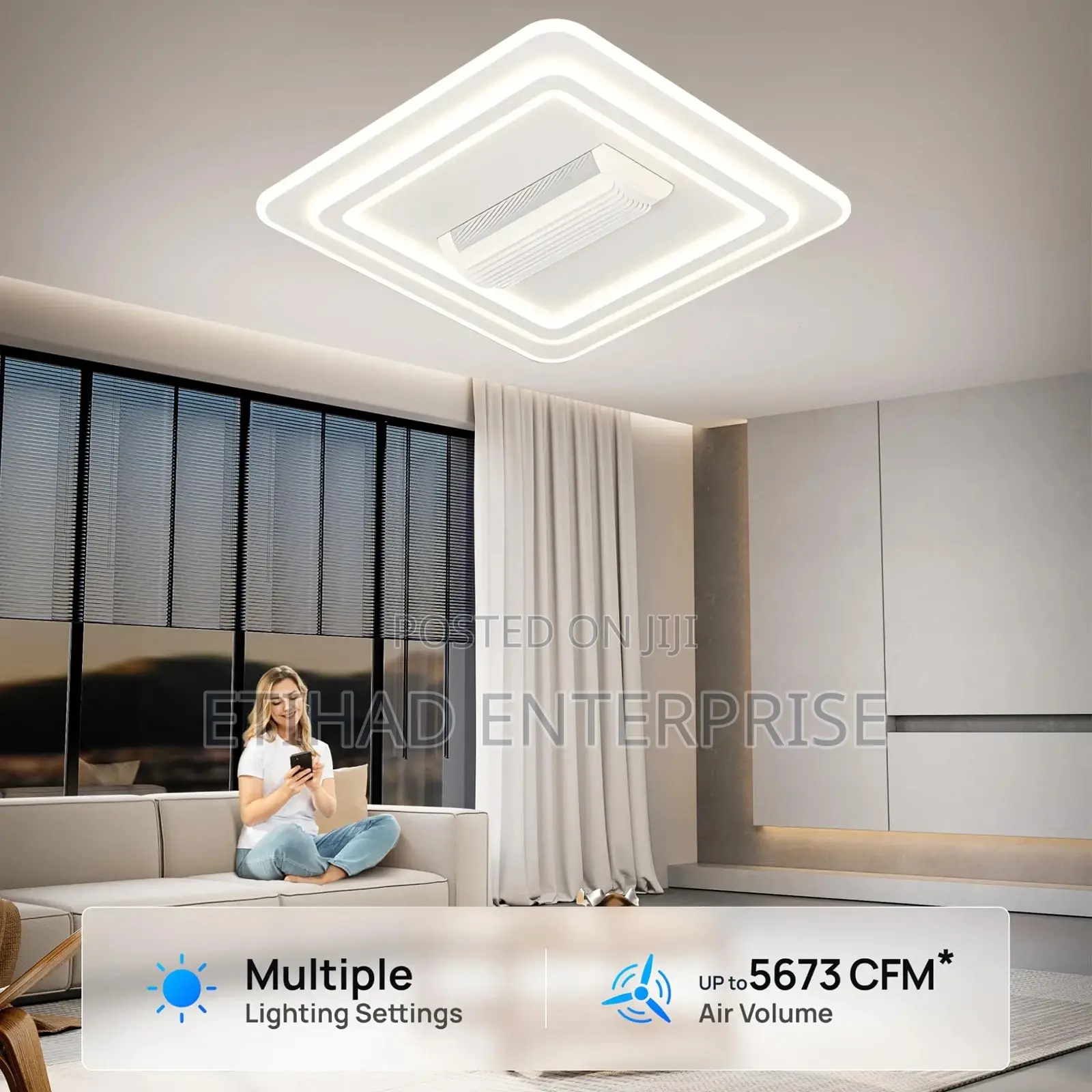 Blade-less Ceiling Light With Ac