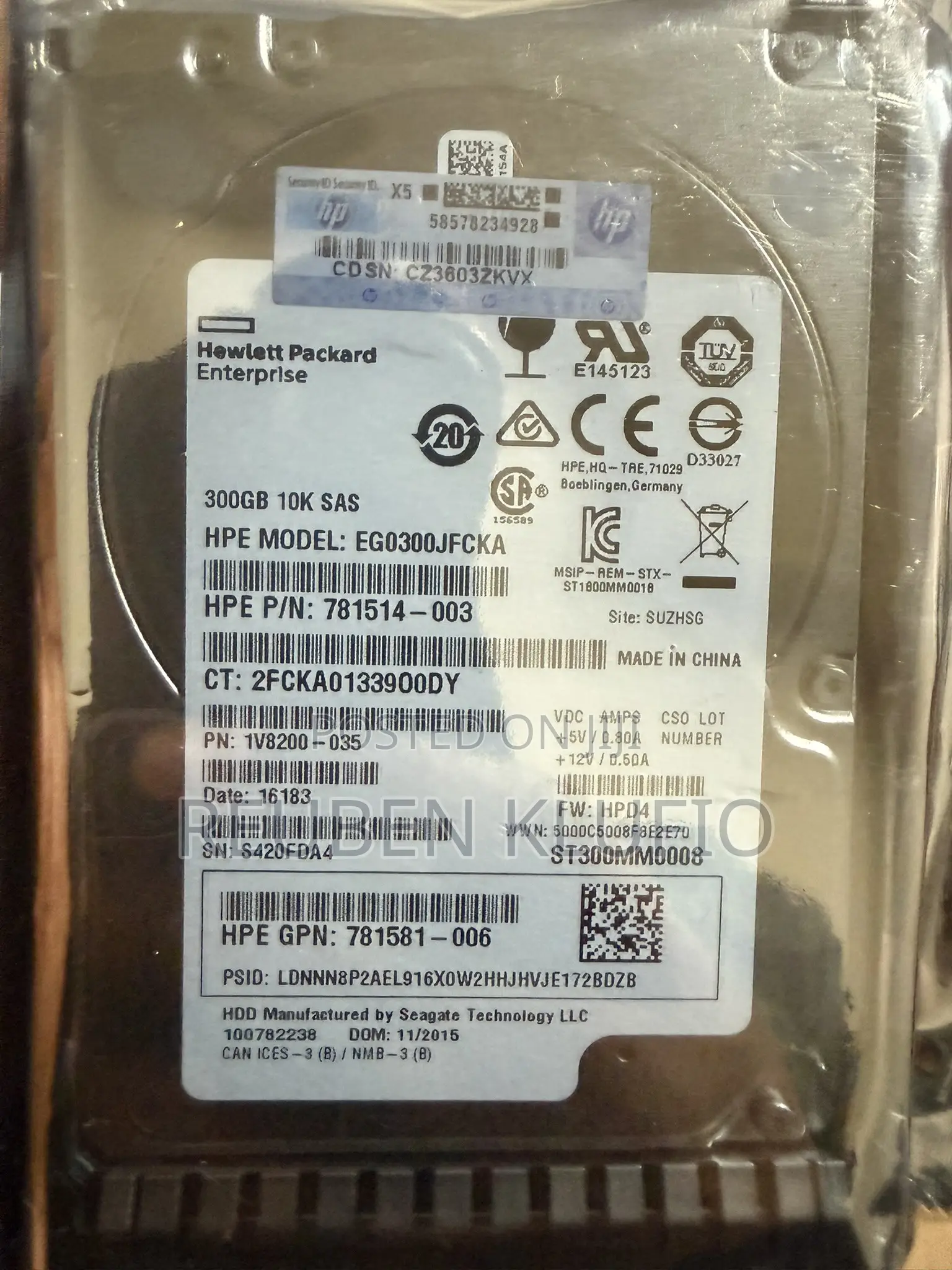 Brand New Hpe 300gb SFF 2.5" Sas HDD