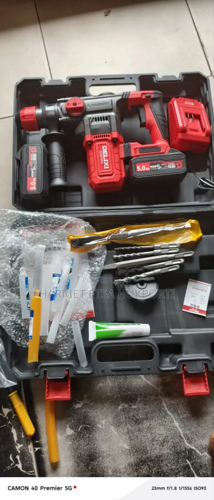 Delixi Cordless Hammer Drill Machine From Italy (2 Batteries)