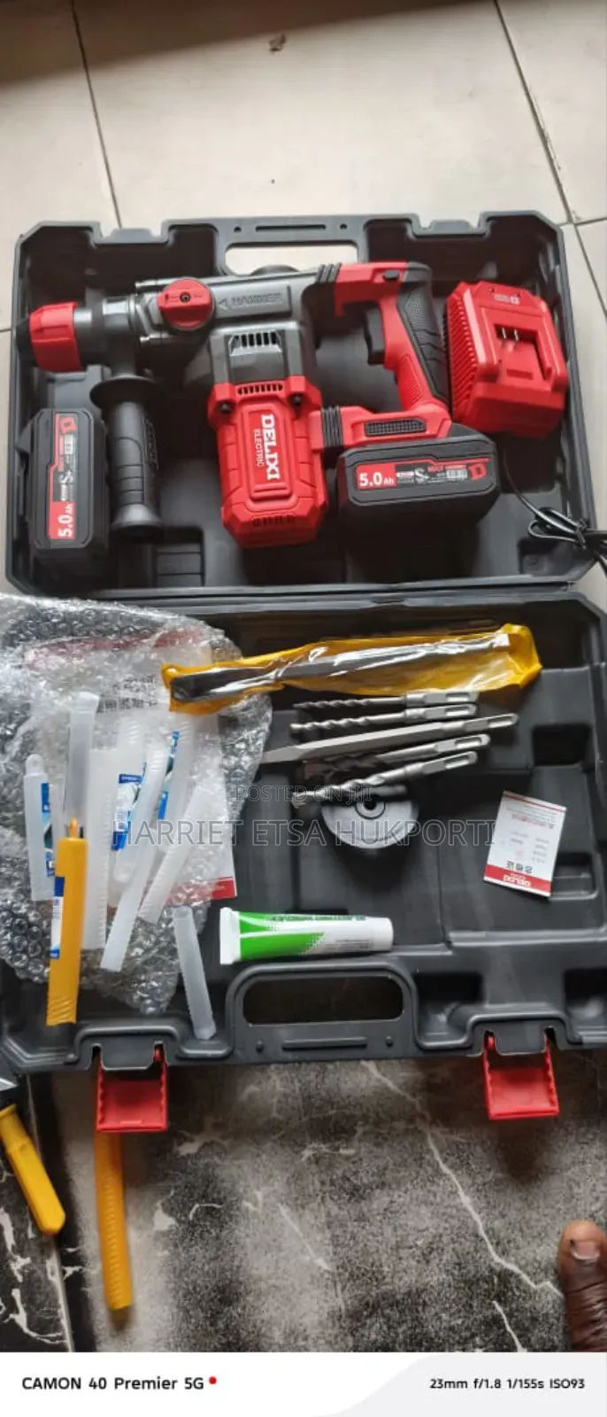 Delixi Cordless Hammer Drill Machine From Italy (2 Batteries)