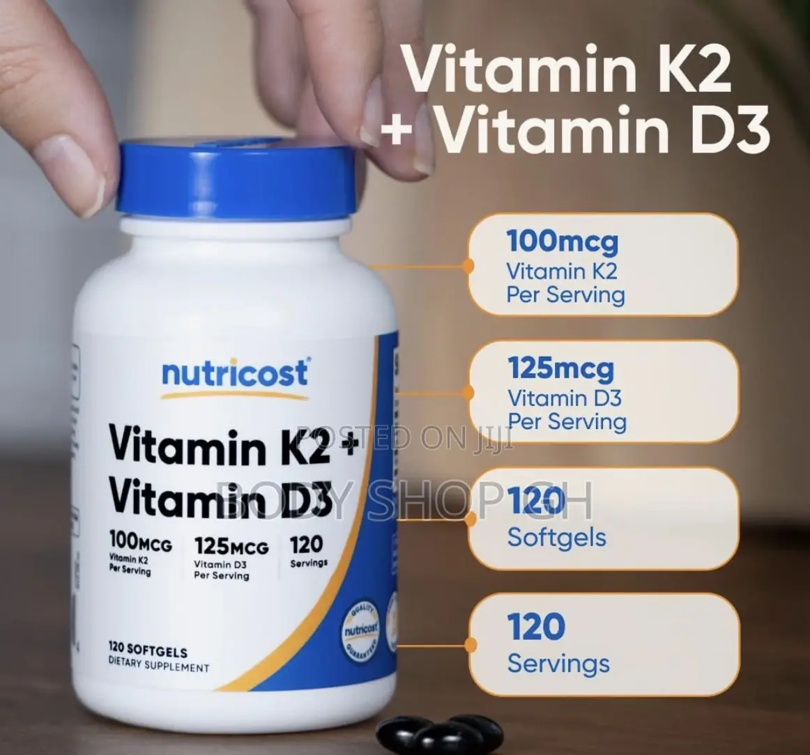 Nutricost Vitamin K-2 (100mcg) + Vitamin D3 (5000 Iu) 120 Softgels