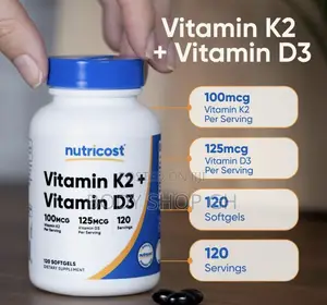 Nutricost Vitamin K-2 (100mcg) + Vitamin D3 (5000 Iu) 120 Softgels
