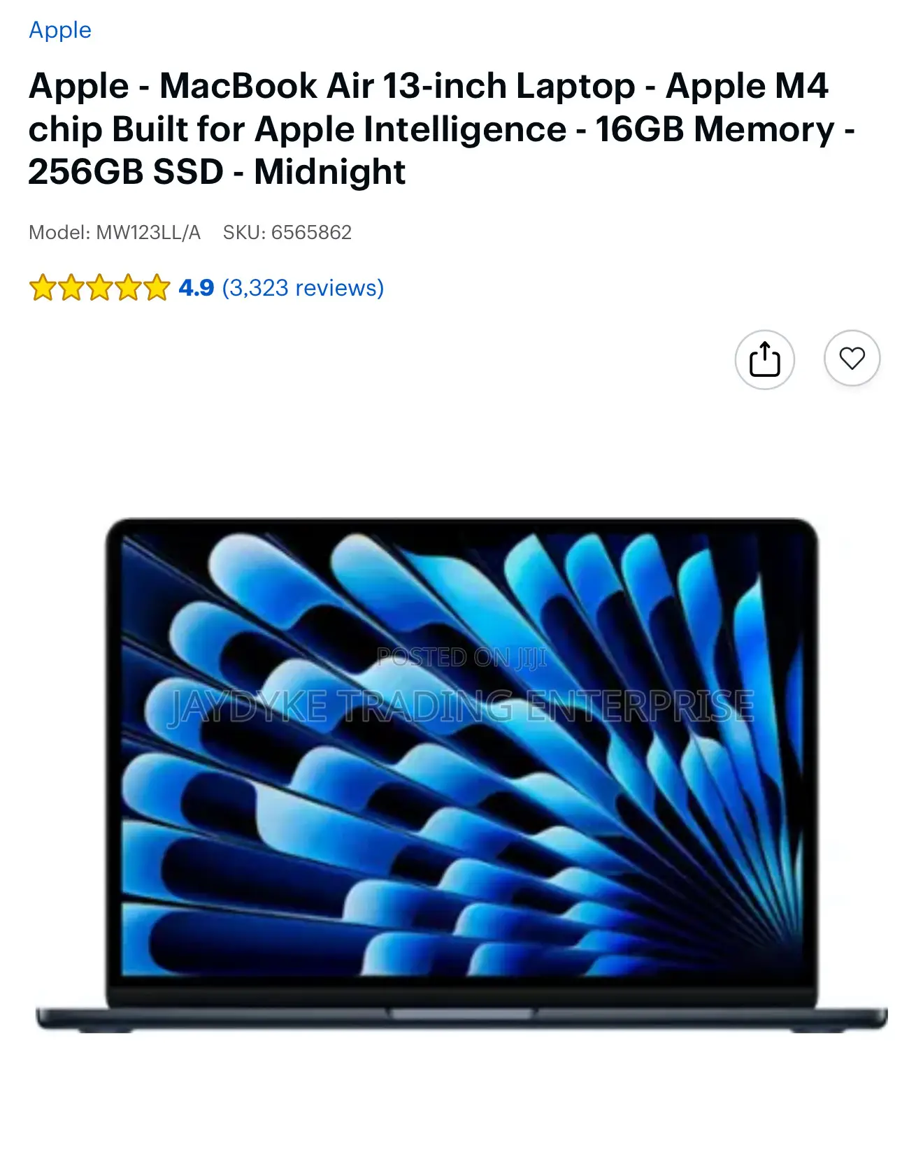 New Laptop Apple MacBook Air 16GB Apple M4 SSD 256GB