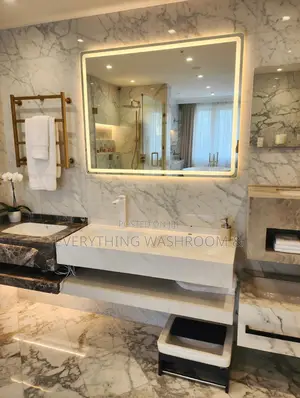 Led Cabinet Basin Complete_marble Basin With Led Mirror Complete Set