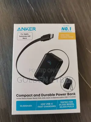 Anker Nano Power Bank (, 45w, Built-in Retractable Usb-C Cable)