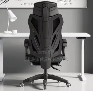 Ergonomic High-Back Office Chair With Retractable Footrest- Black