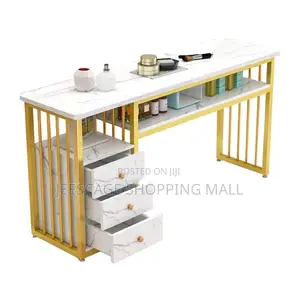 Modern White Marble Gold Vanity Dressing Table With Storage Drawers