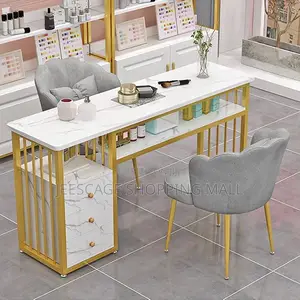 Modern White Marble Gold Vanity Dressing Table With Storage Drawers