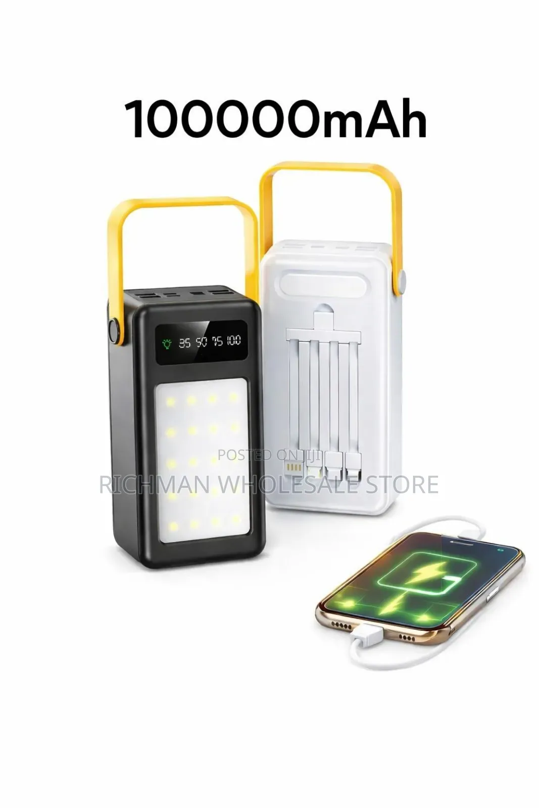 100000mah Portable Power Bank With Led Light Digital Display