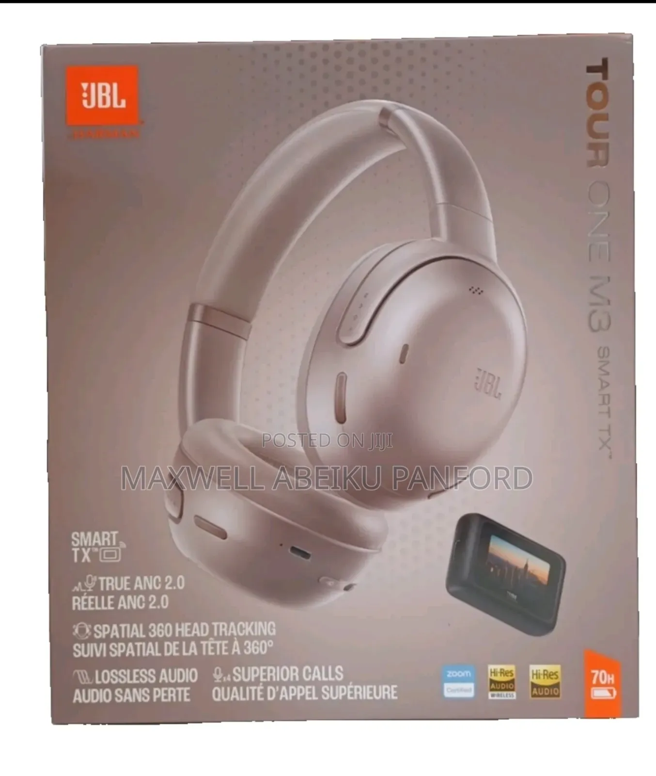 JBL Tour One M3 Wireless Headphones W/Smart Tx Transmitter Mocha