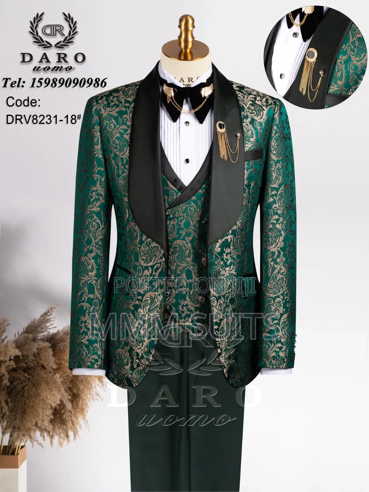 Classic Daro Designer 3-Piece Men Suit Available in All Sizes on Green