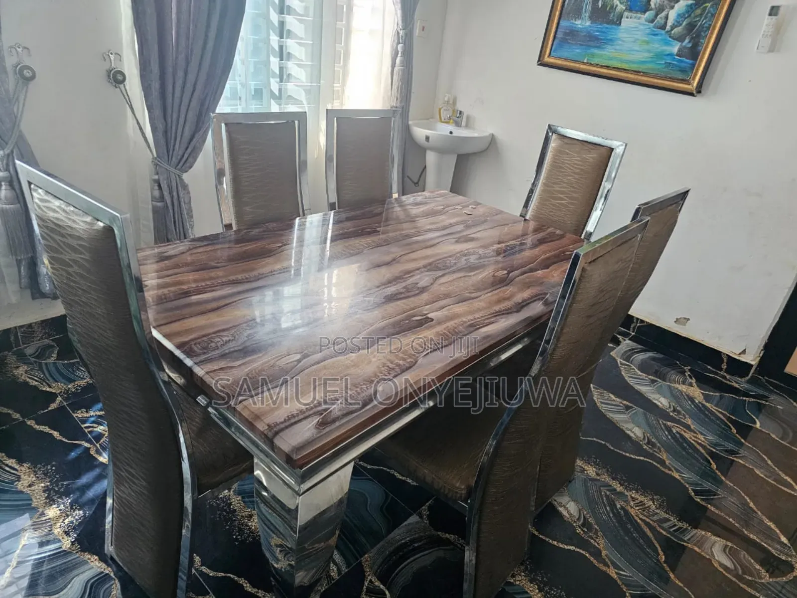 Marble Dining Table With 6 Sitting Chairs(Promiseland Katamanso)