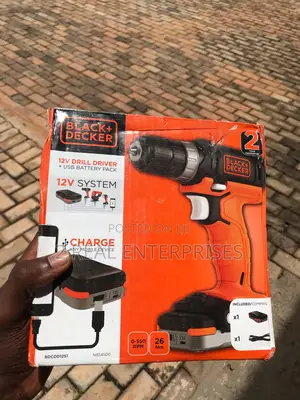 Black+Decker 12v Drill Driver With Usb Battery Pack