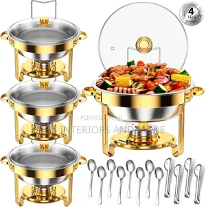 Round Chafing Dishes for Buffet (4 Pack) 5qt,