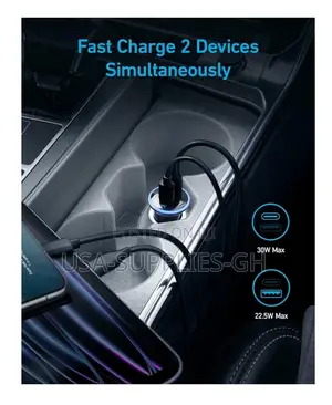Anker 323 Usb-C 52.5w 2-Port Fast Car Charger Adapter From Usa