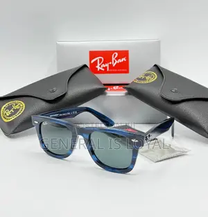 Ray-Ban Original Wayfarer in a Striped Blue Acetate Frame.