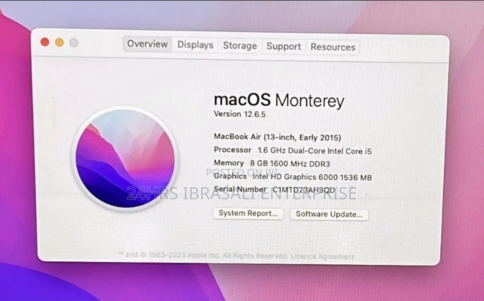 Laptop Apple MacBook Air 8GB Intel Core i5 SSD 128GB