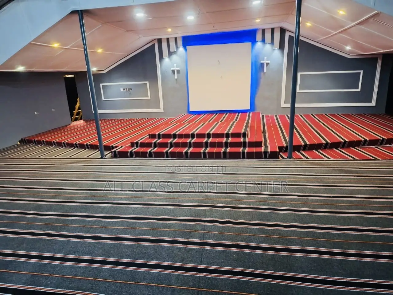 Industrial Carpet With Strip Designs for Church Auditorium
