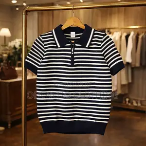 Black and White Knitted Polo