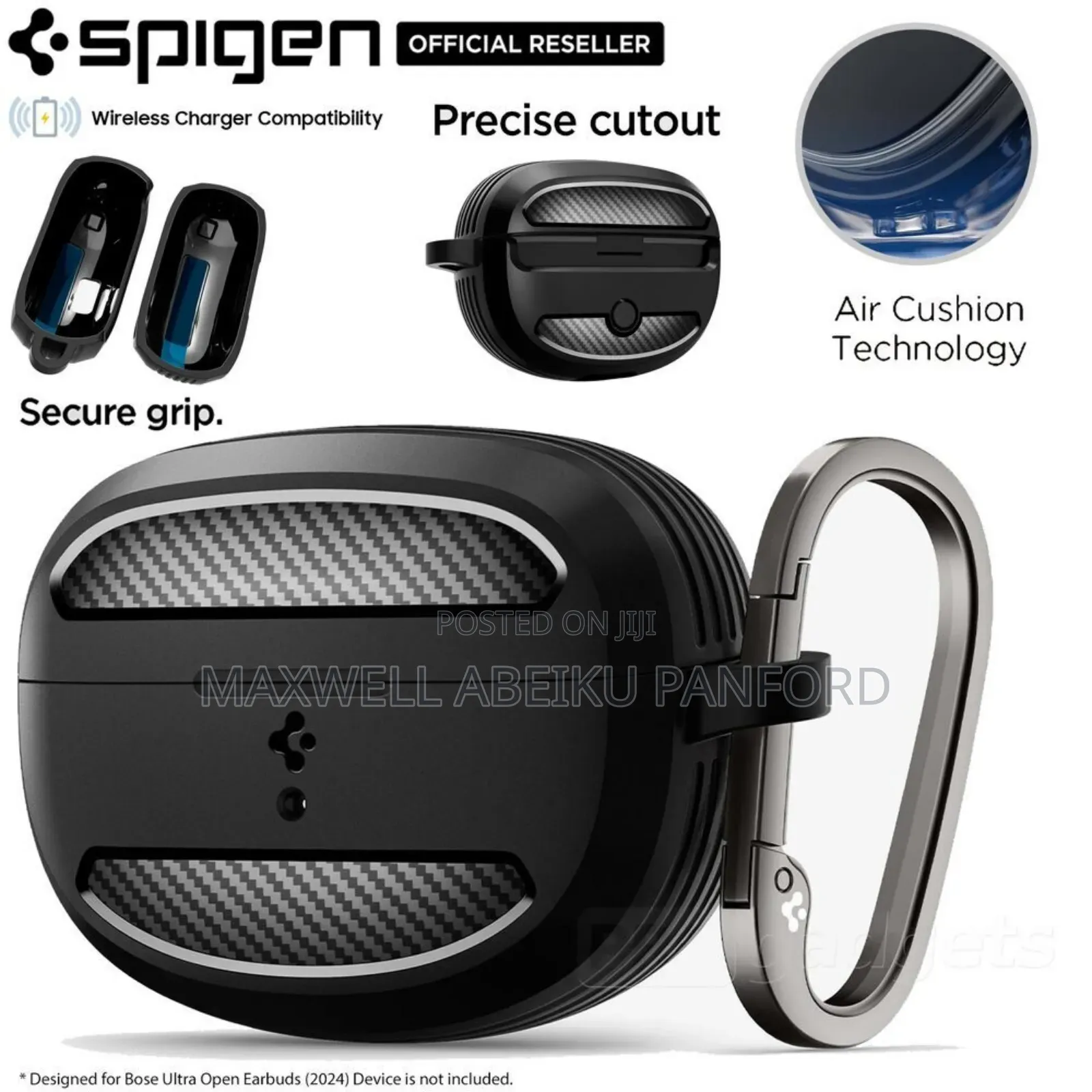 Bose Ultra Open Earbuds Protective Case With Carabiner - Matte Black