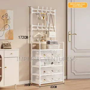 Dust Proof 5 Steps Metallic Shoe and Cloth Rack