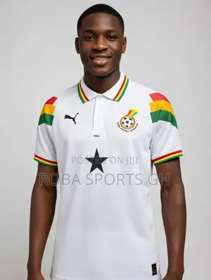 Ghana Retro-Inspired White Polo Jersey