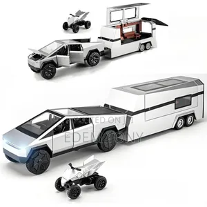 Tesla Cybertruck Die-Cast Toy Set Trailer, Charging Pile