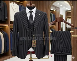 Double Breasted and 3pcs Black Striped Suits for Men