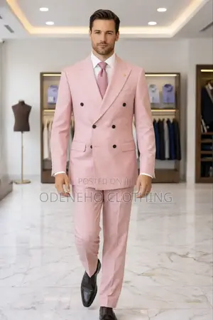 Luxury Pink Double Breasted Suit