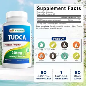 Tudca (250mg Per Cap), Liver Gall Bladder Kidney Gut Health, 60 Caps