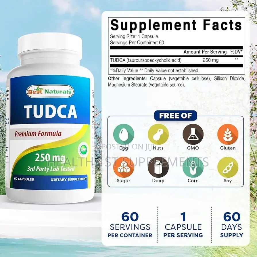 Tudca (250mg Per Cap), Liver Gall Bladder Kidney Gut Health, 60 Caps