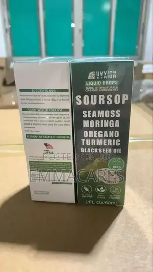 Vyxion Soursop, Sea Moss, Moringa, Oregano, Turmeric, and Black Seed