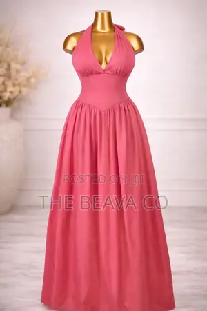 Coral Halter Maxi Dress