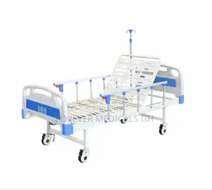 One Crank Hospital Bed With Drip Stand, Overhead Table (No Mattress)