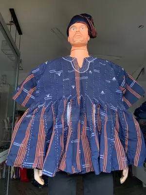 Blue and Orange Strips Men Smock
