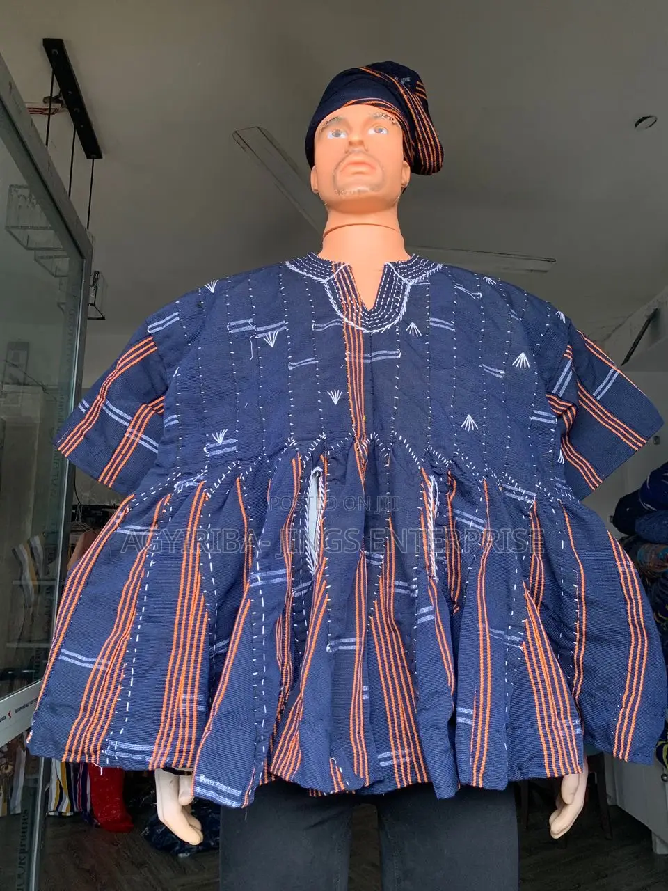 Blue and Orange Strips Men Smock