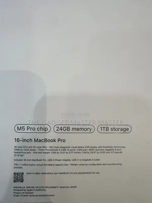 New Laptop Apple MacBook Pro 2026 M5 Pro 24GB Apple M5 Pro SSD 1T
