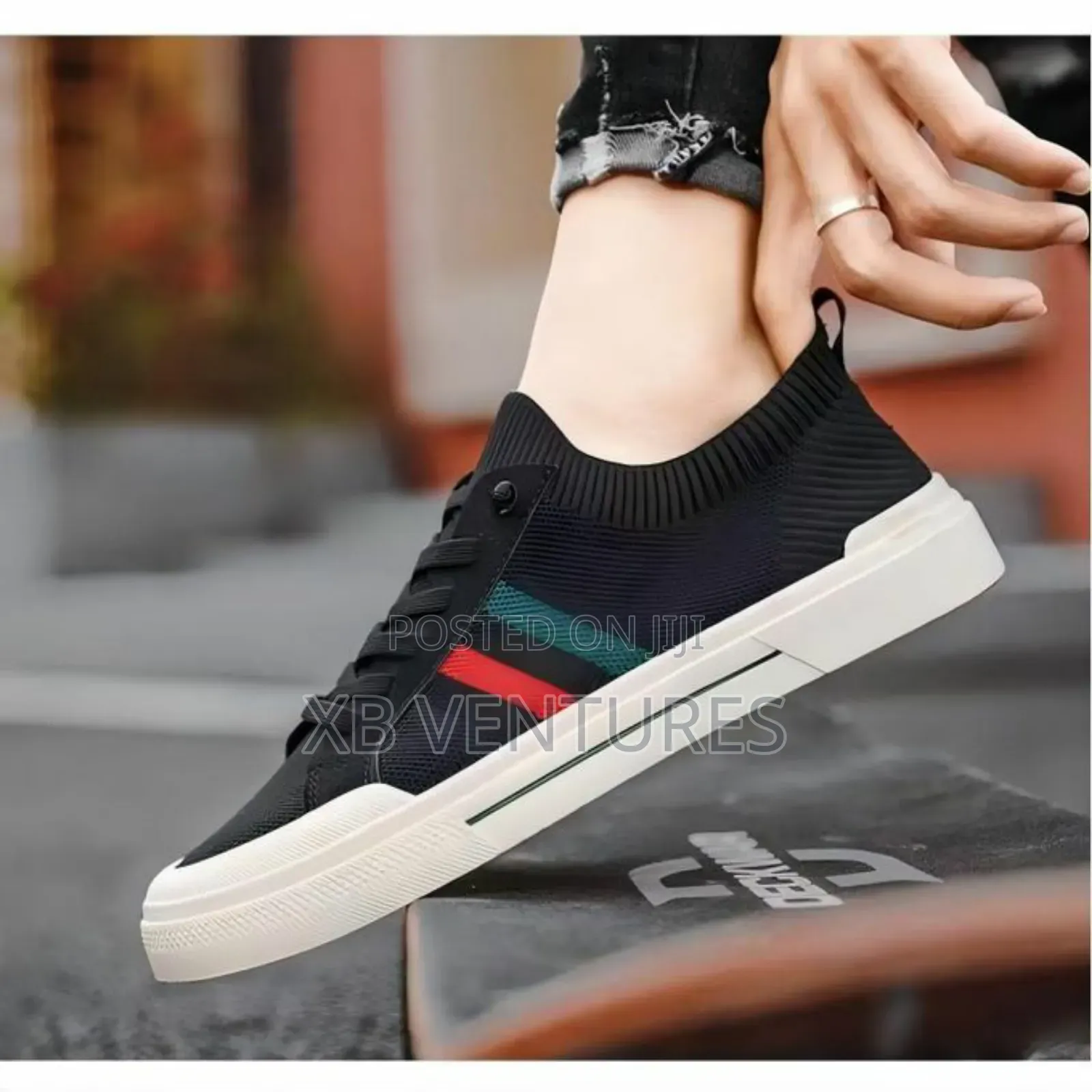 Color Blocked Stripe Design Flat Shoes Designer
