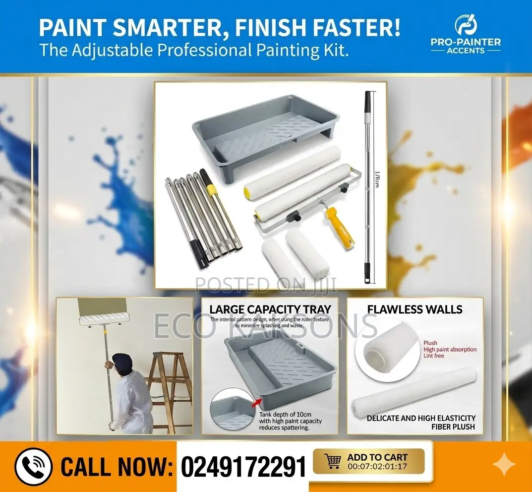 Adjustable Professional Painting Kit With 3 Roller Foams