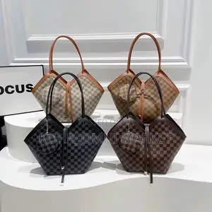 V-Shaped Checkered Tote Bags