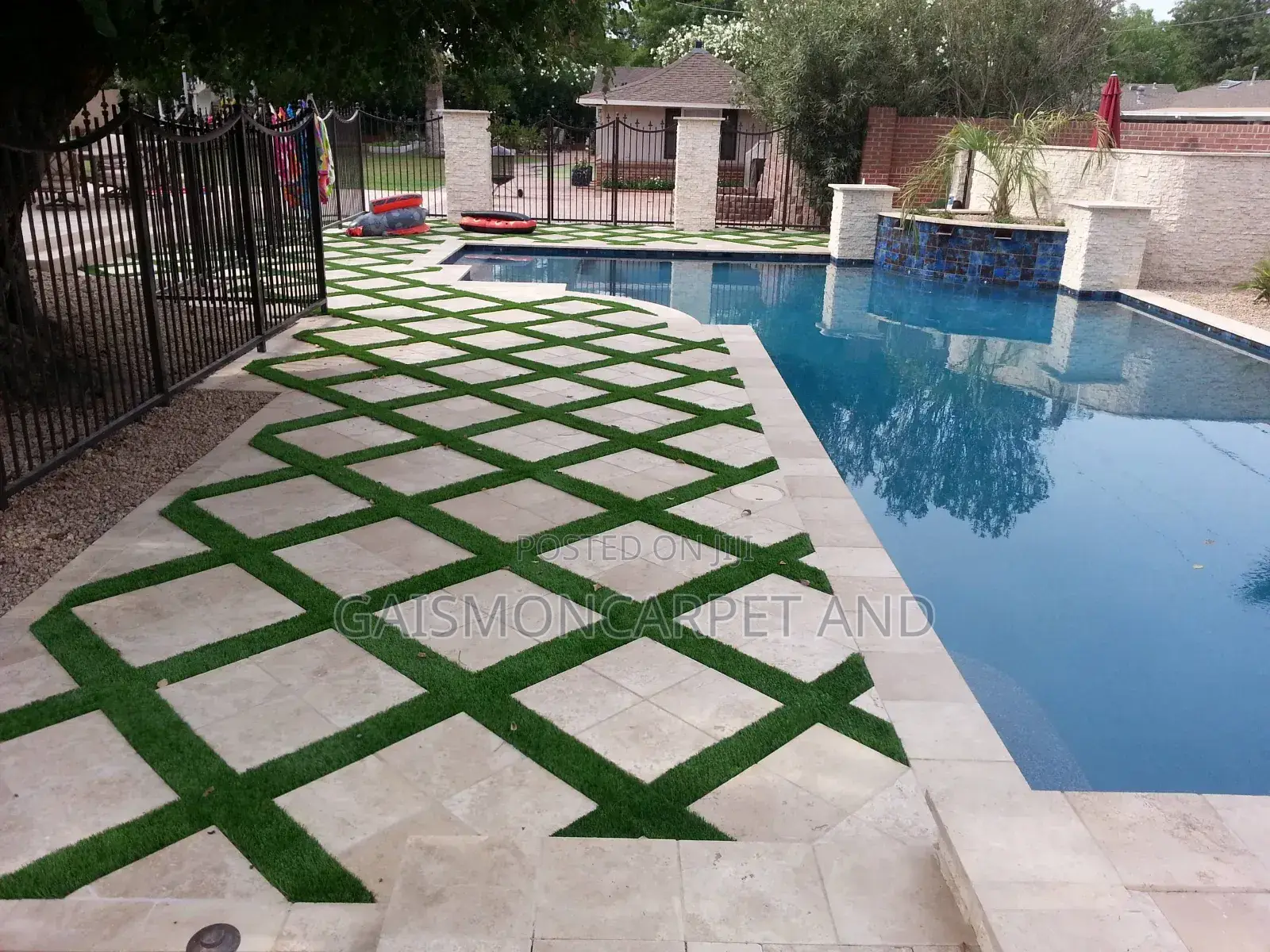 Grass Carpet Pool Installation