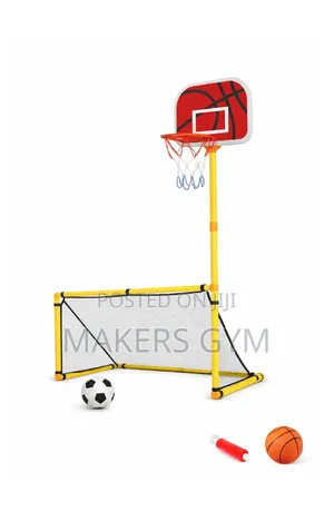 2 in-1 Sports Game Set - Basketball Hoop Football Goal for Kids