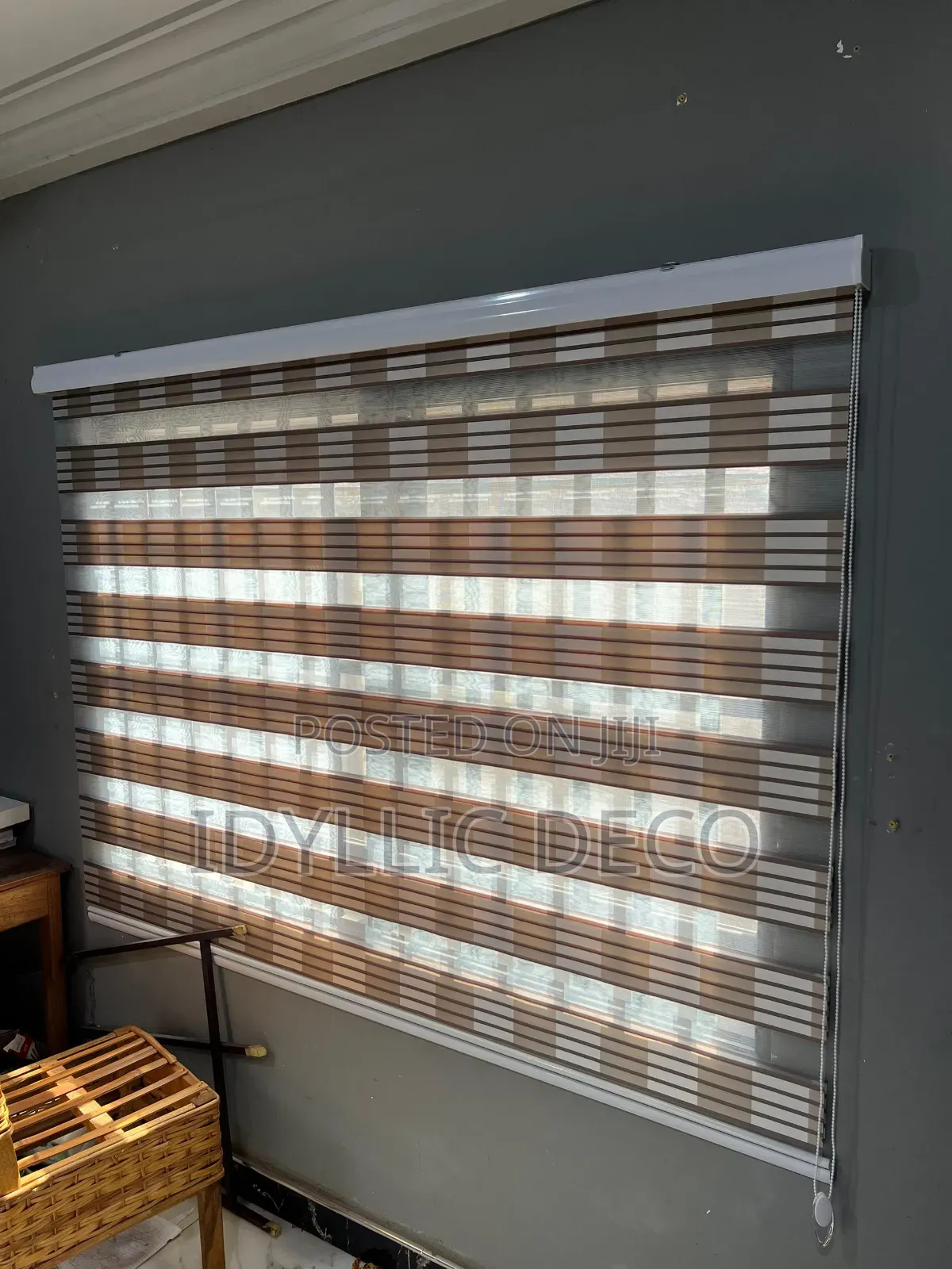 Brown Check Fabric (Zebra ) Blinds