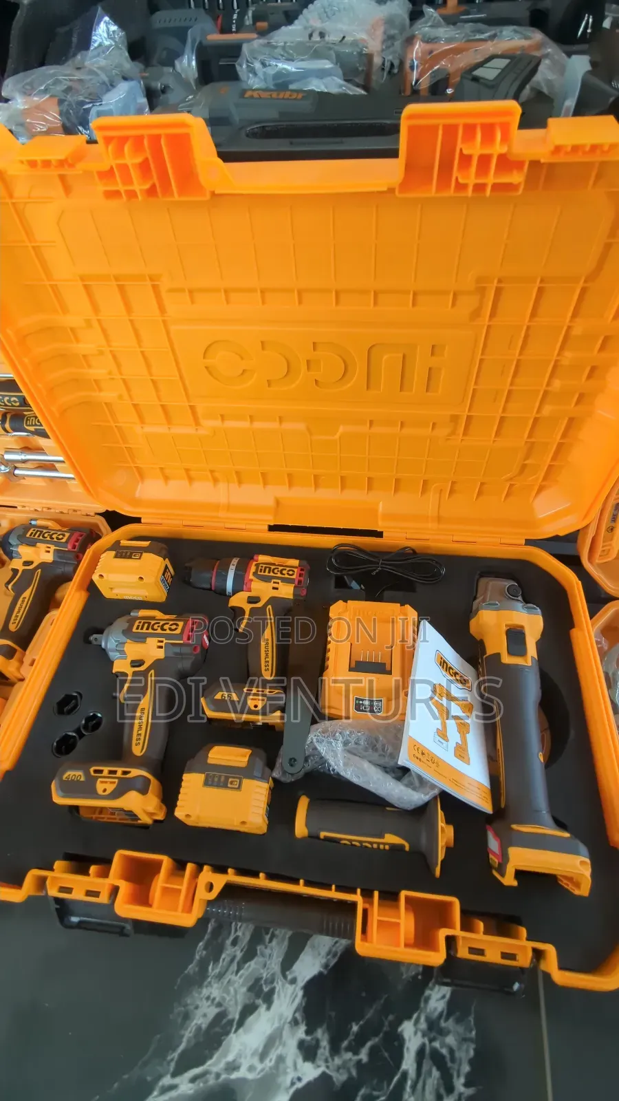 Ingco Cordless 3 Pieces Combo Kit - Drill, Angle Grinder Wrench