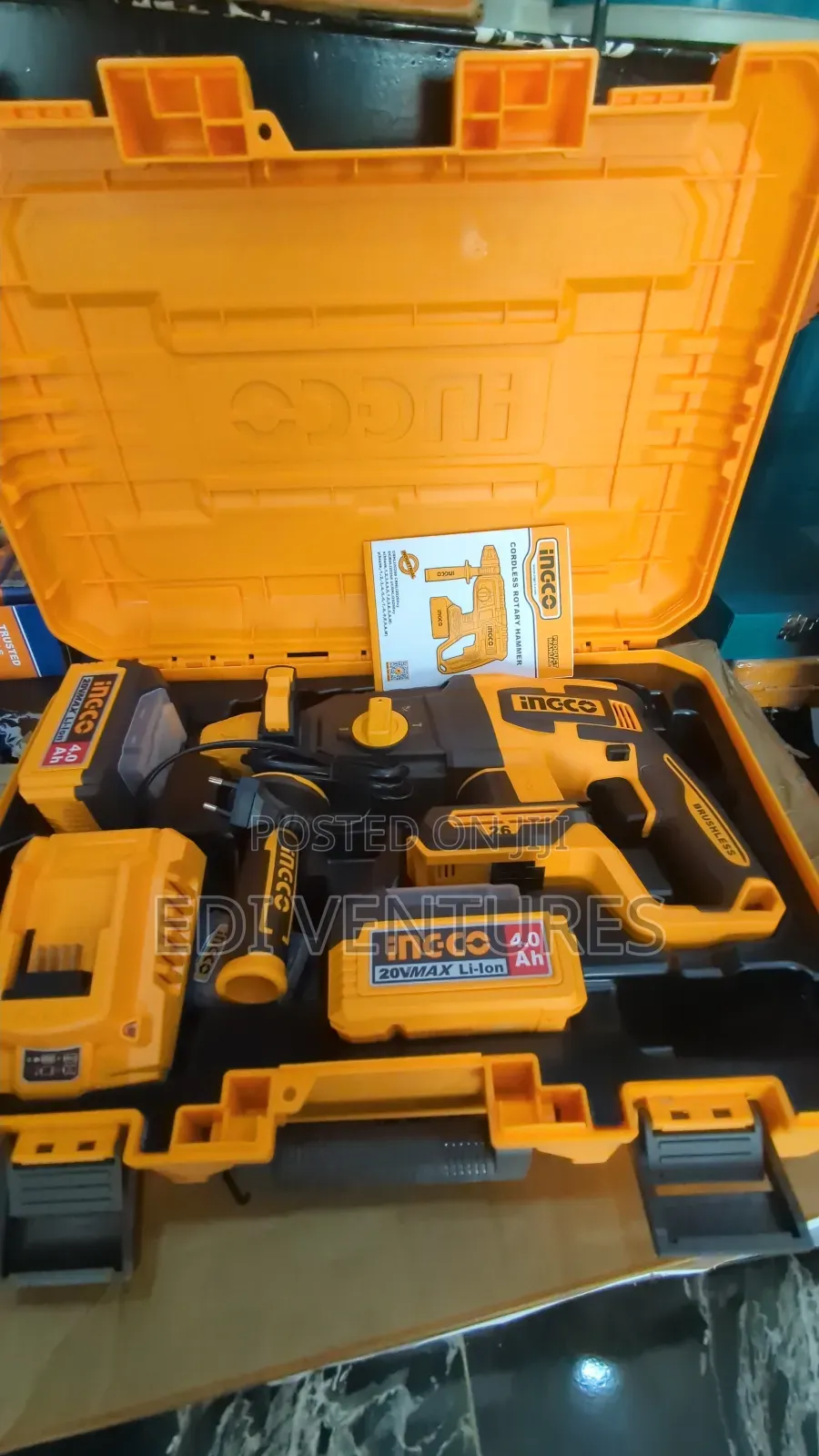 Ingco Cordless Rotary Hammer 20v - 26mm + 2 Batteries