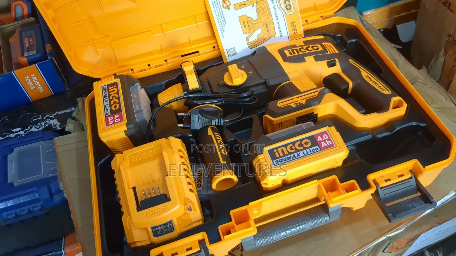 Ingco Cordless Rotary Hammer 20v - 26mm + 2 Batteries