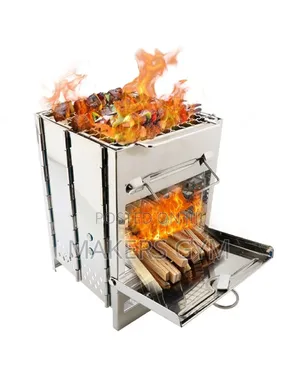 Wood Stove Charcoal Grill Stainless Barbecue for Camping Outdoor