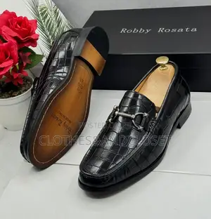 Black Crocodile Patterned Loafers