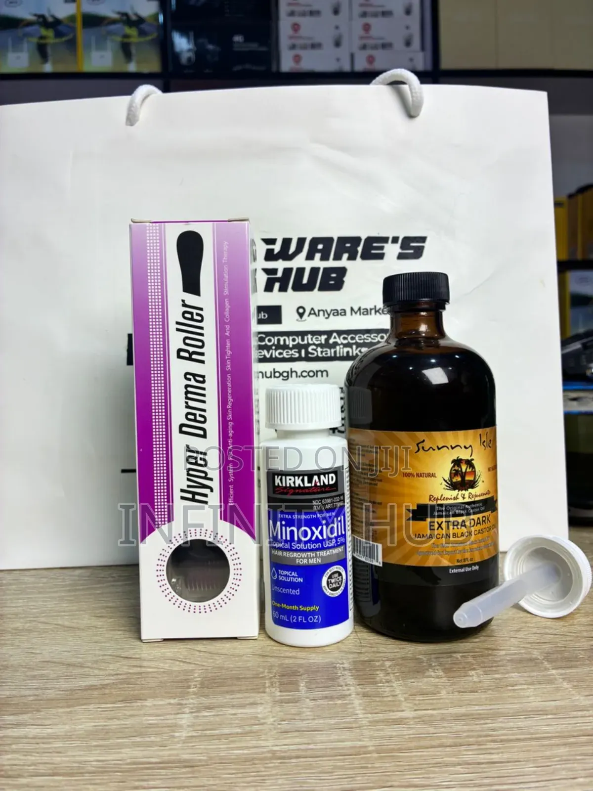 Kirkland Minoxidil ,Derma Roller and Castar Oil Large Size